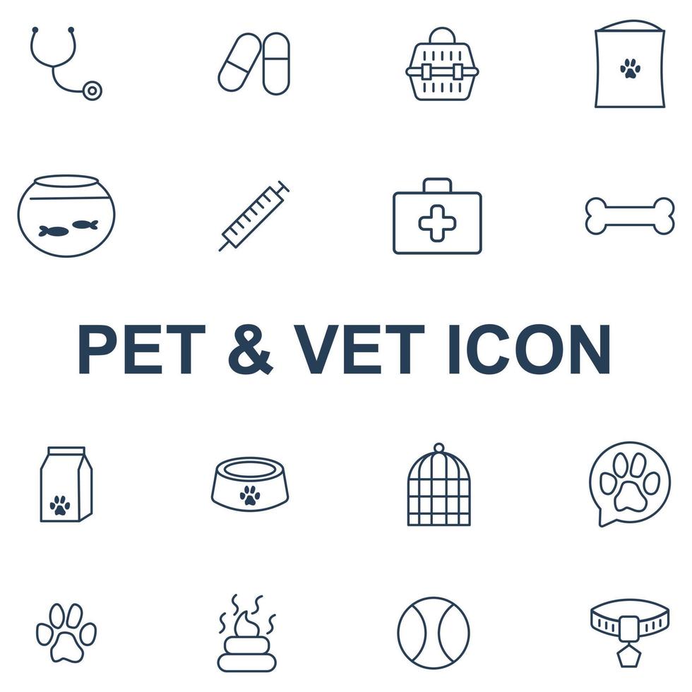 icona di animali domestici e veterinari vettore