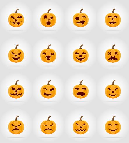 icone piane di zucca di Halloween illustrazione vettoriale