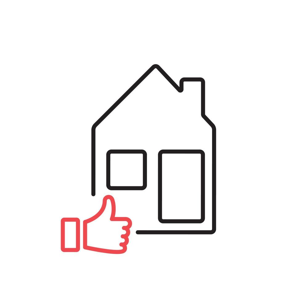 revisione della qualità immobiliare. feedback, valutazione dell'icona della linea immobiliare. icona della linea di valutazione della proprietà. vettore