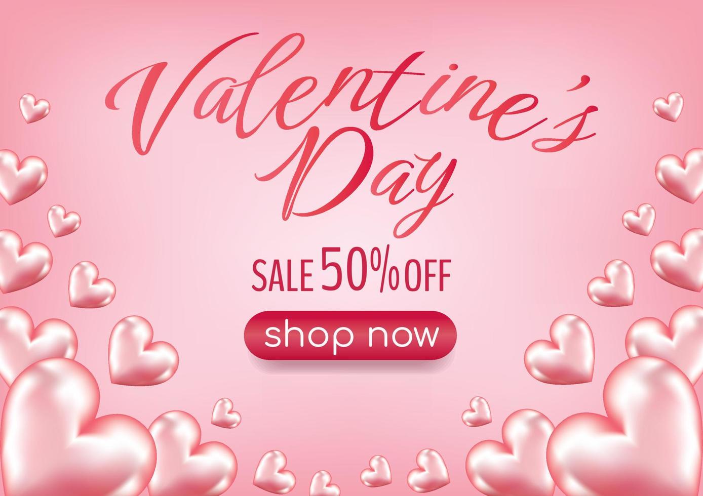 disegno di banner rosa promozione vendita di san valentino vettore