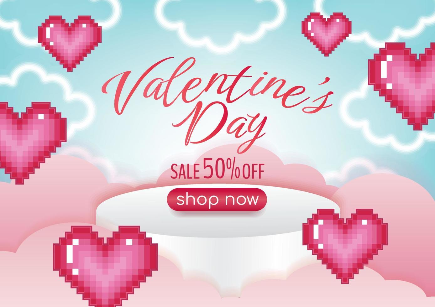 buon san valentino banner cuori rosa design per il sito web vector