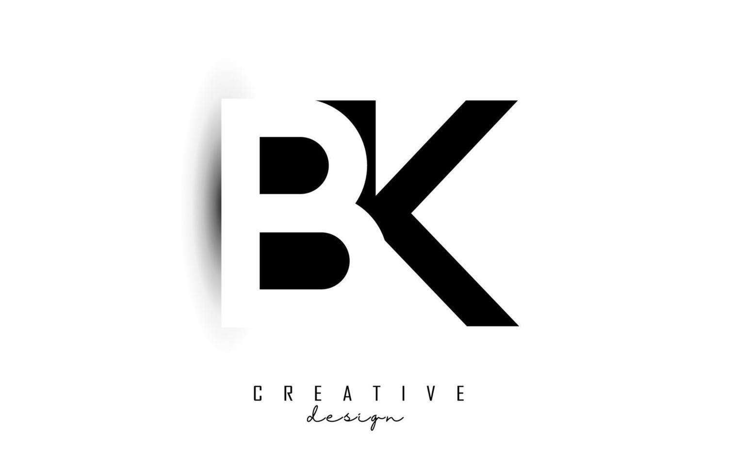 lettere bk logo con design dello spazio negativo in bianco e nero. lettere b e k con tipografia geometrica. vettore