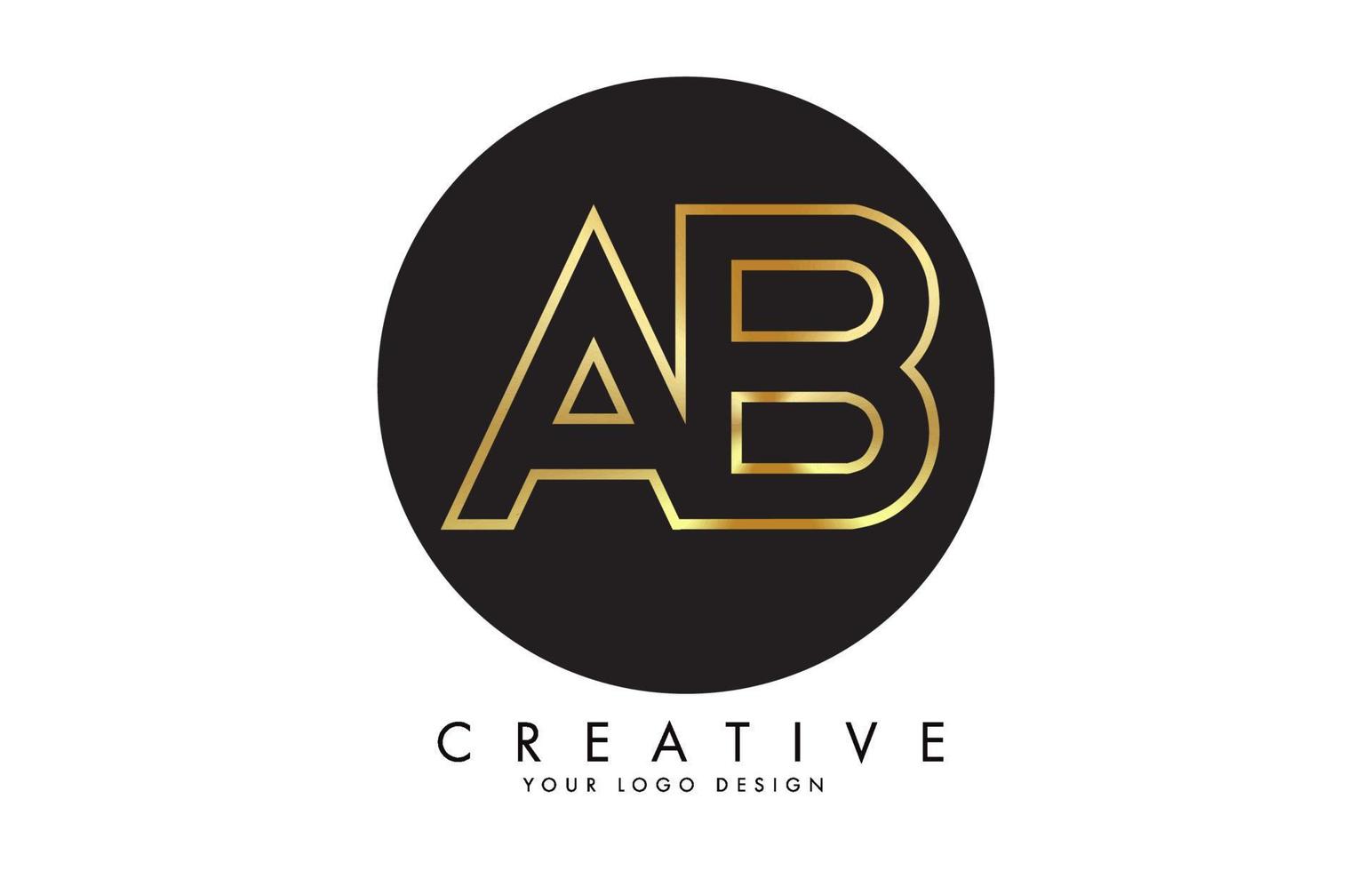 lettere dorate ab ab logo con design monogramma. semplice icona ab con cerchio nero. vettore