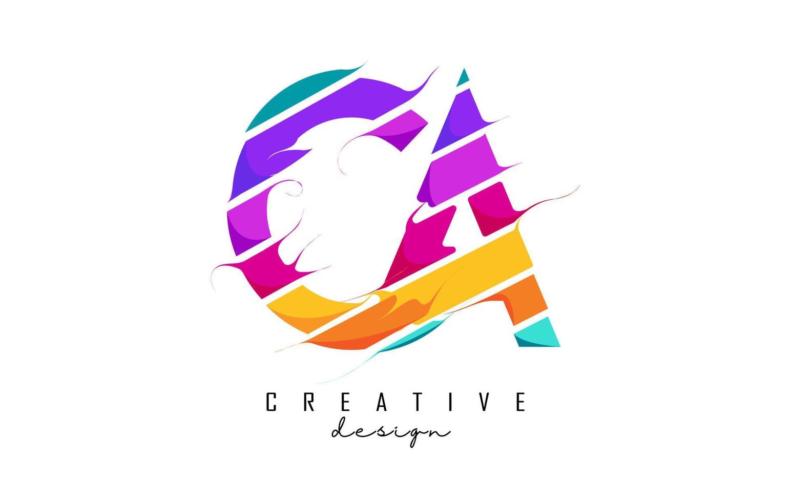 logo delle lettere ca con tagli creativi e design dai colori vivaci. vettore