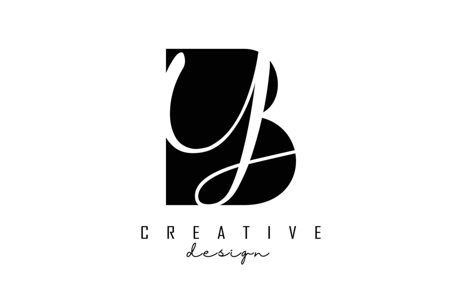 lettere per logo dal design minimalista. lettere b e y con tipografia geometrica e scritta a mano. vettore