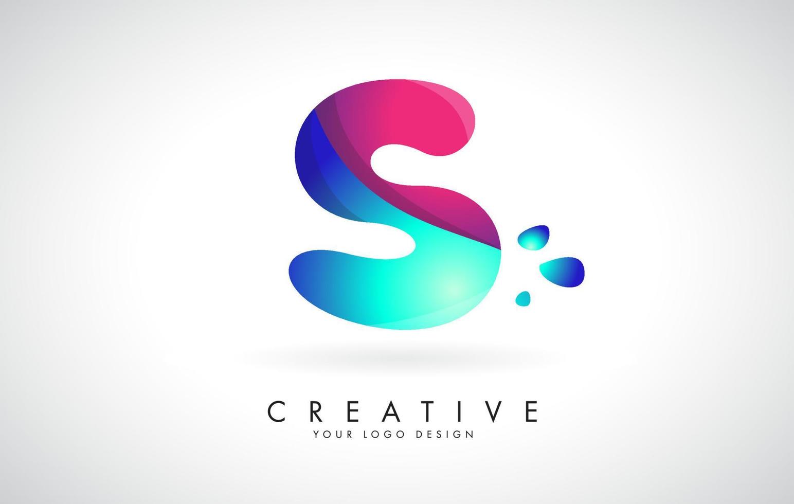 design del logo della lettera s creativa blu e rosa con punti. intrattenimento aziendale amichevole, media, tecnologia, design vettoriale aziendale digitale con gocce.