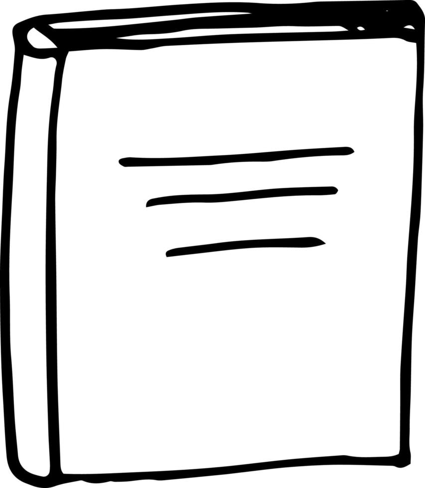 icona del libro. schizzo disegnato a mano in stile scarabocchio. minimalismo monocromatico. istruzione, quaderno di istruzioni vettore