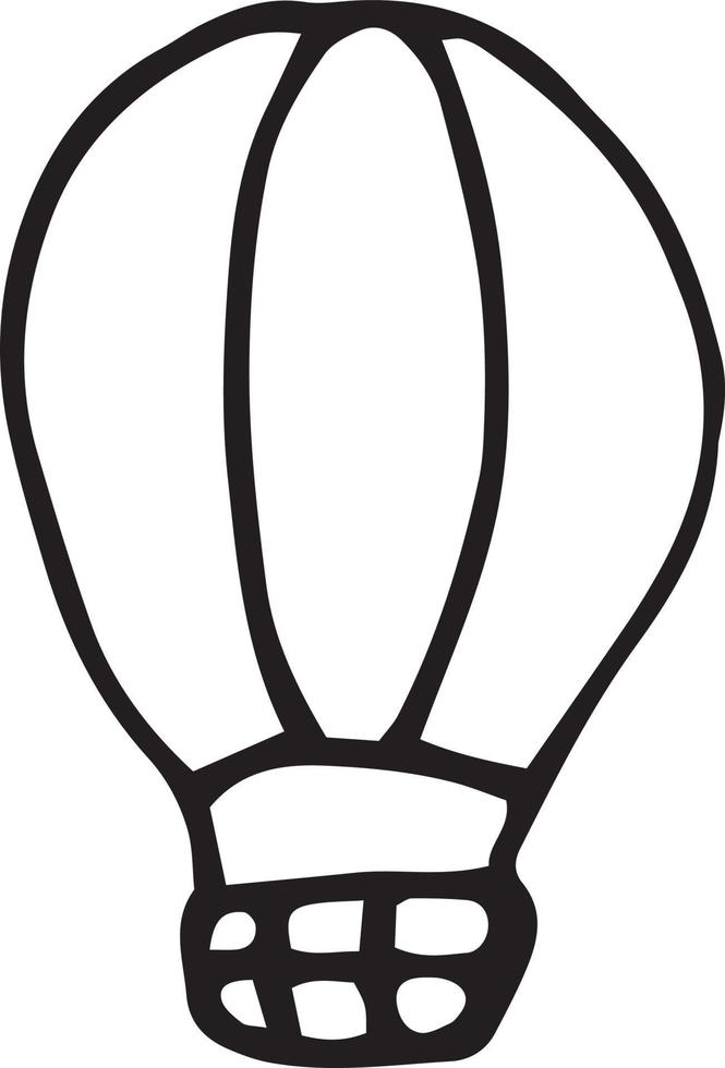 icona del palloncino. schizzo disegnato a mano in stile scarabocchio. , minimalismo, monocromo. trasporto volo viaggio retrò vettore