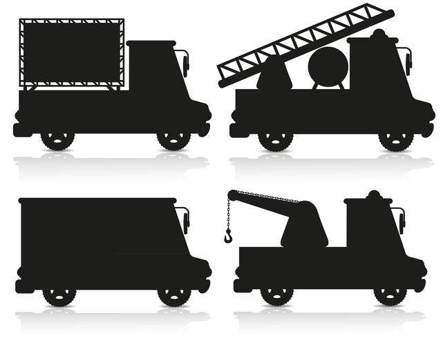 icona dell&#39;automobile ha messo l&#39;illustrazione nera di vettore della siluetta