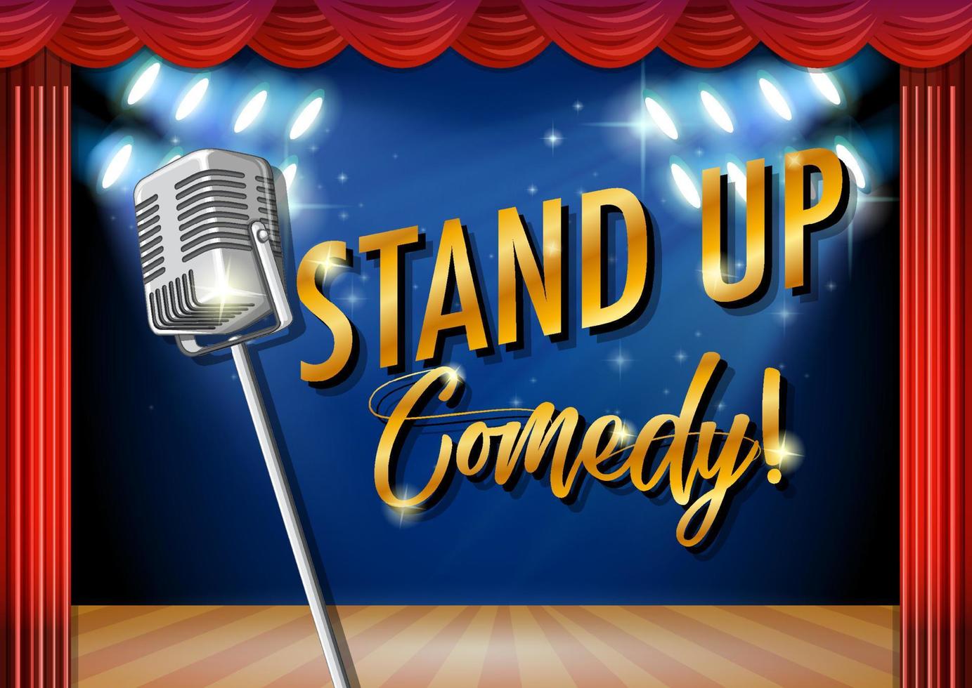 stand up comedy banner con microfono vintage vettore