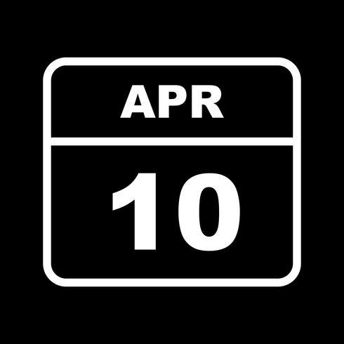 10 aprile Data su un calendario per un solo giorno vettore