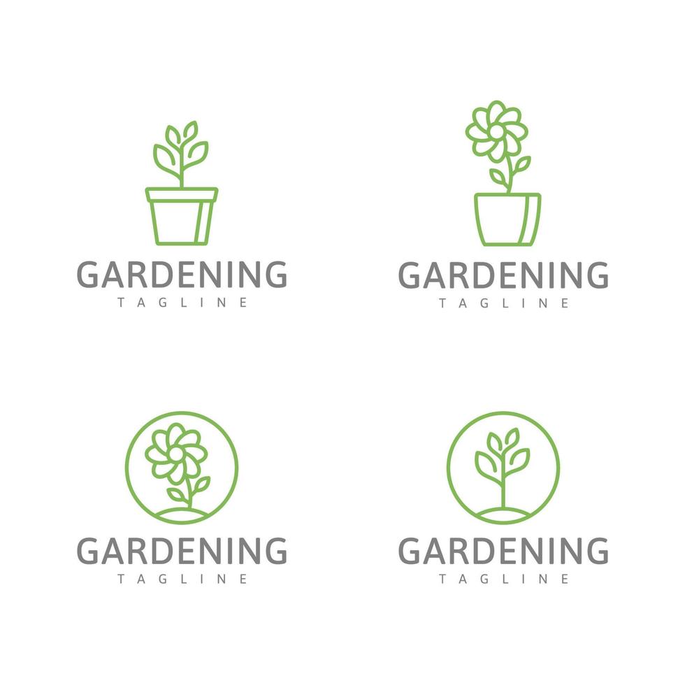 collezione giardinaggio logo verde vettore