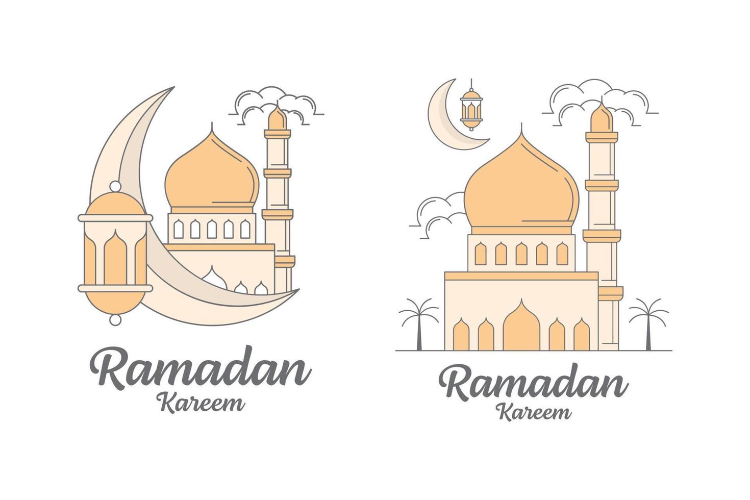 vettore di arte di linea ramadan kareem