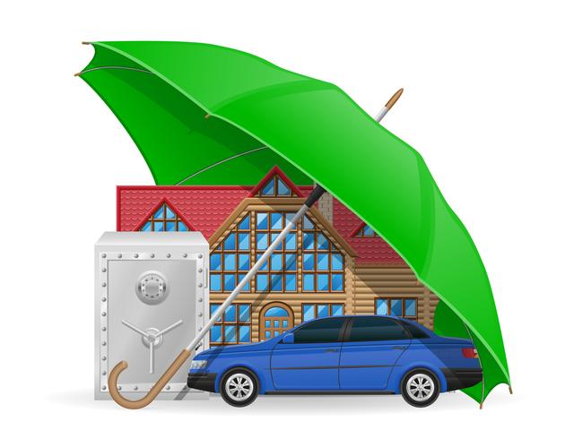 concetto di assicurazione protetto illustrazione vettoriale ombrello