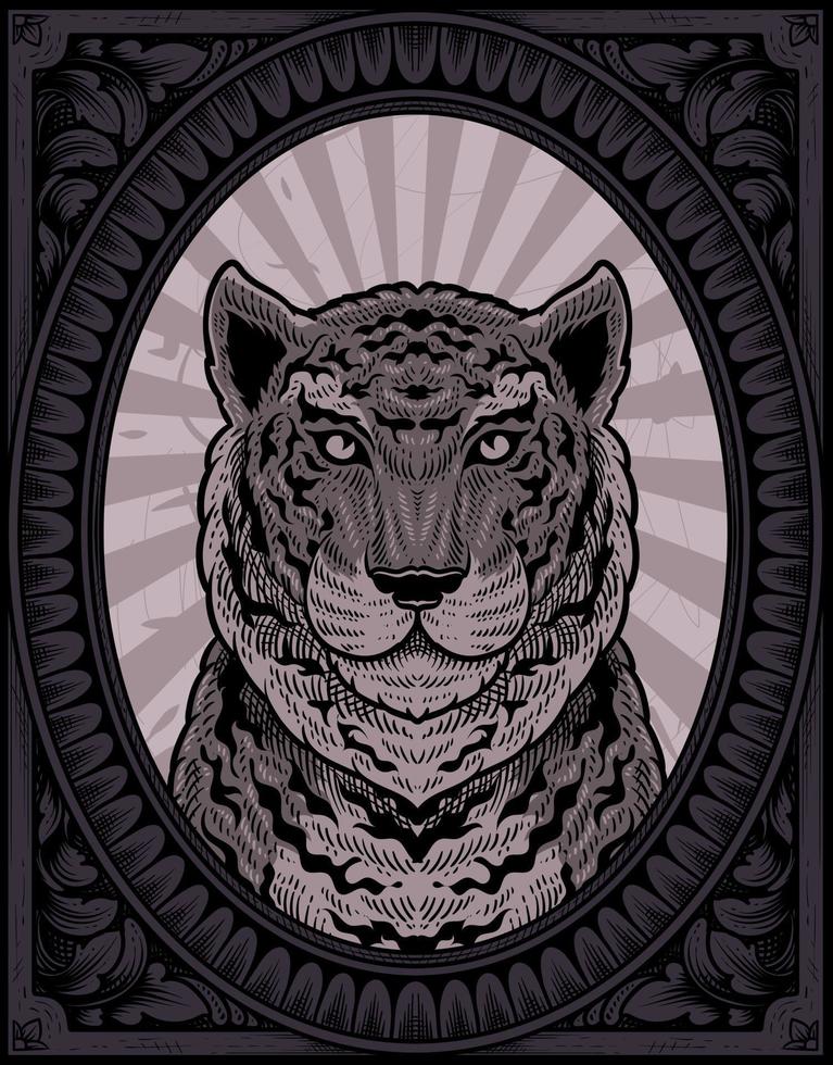 illustrazione tigre vintage con stile incisione vettore