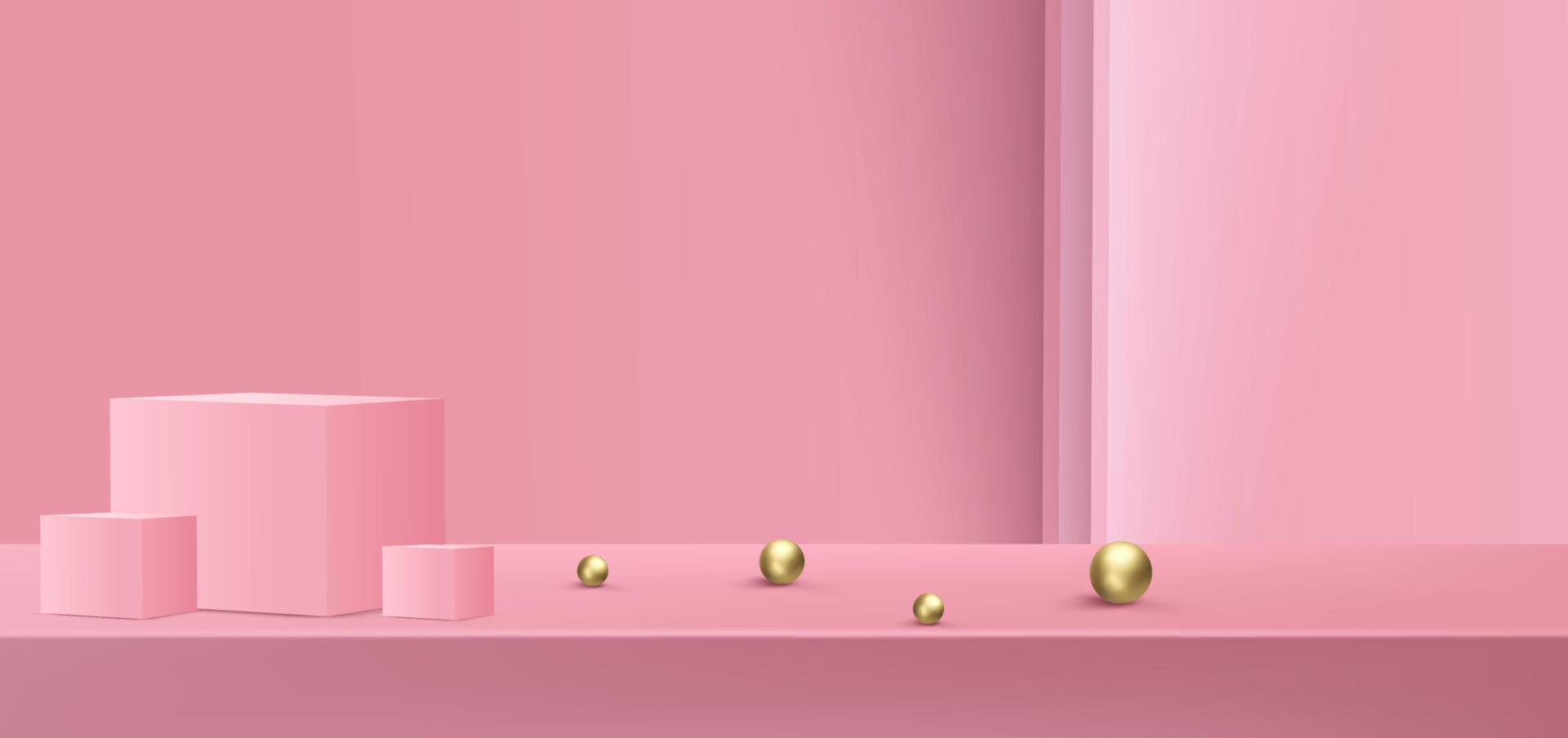 Concetto di vettore di sfondo podio rosa 3d, adatto per il design di sfondo romantico, modello, banner di san valentino