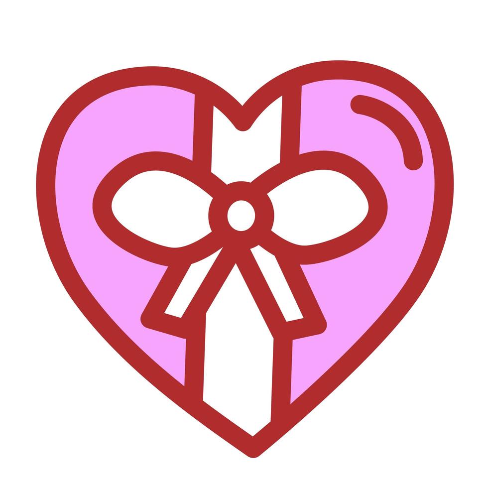 scatola a forma di cuore con fiocco. icona di San Valentino. illustrazione vettoriale