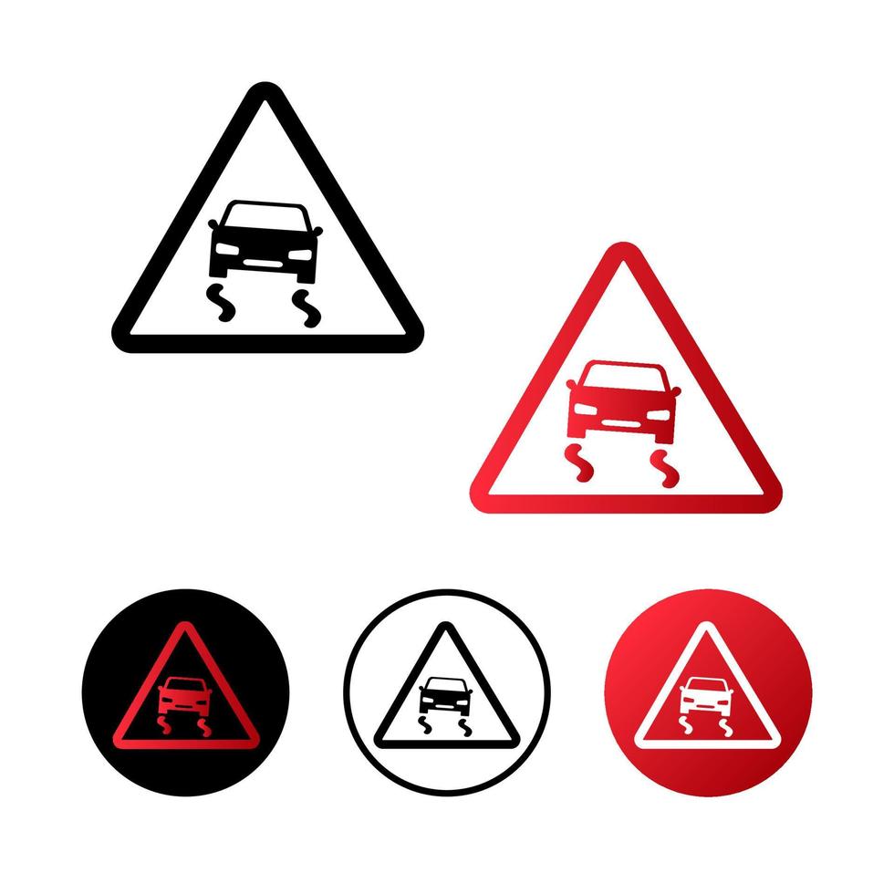 disegno dell'icona della strada sdrucciolevole vettore