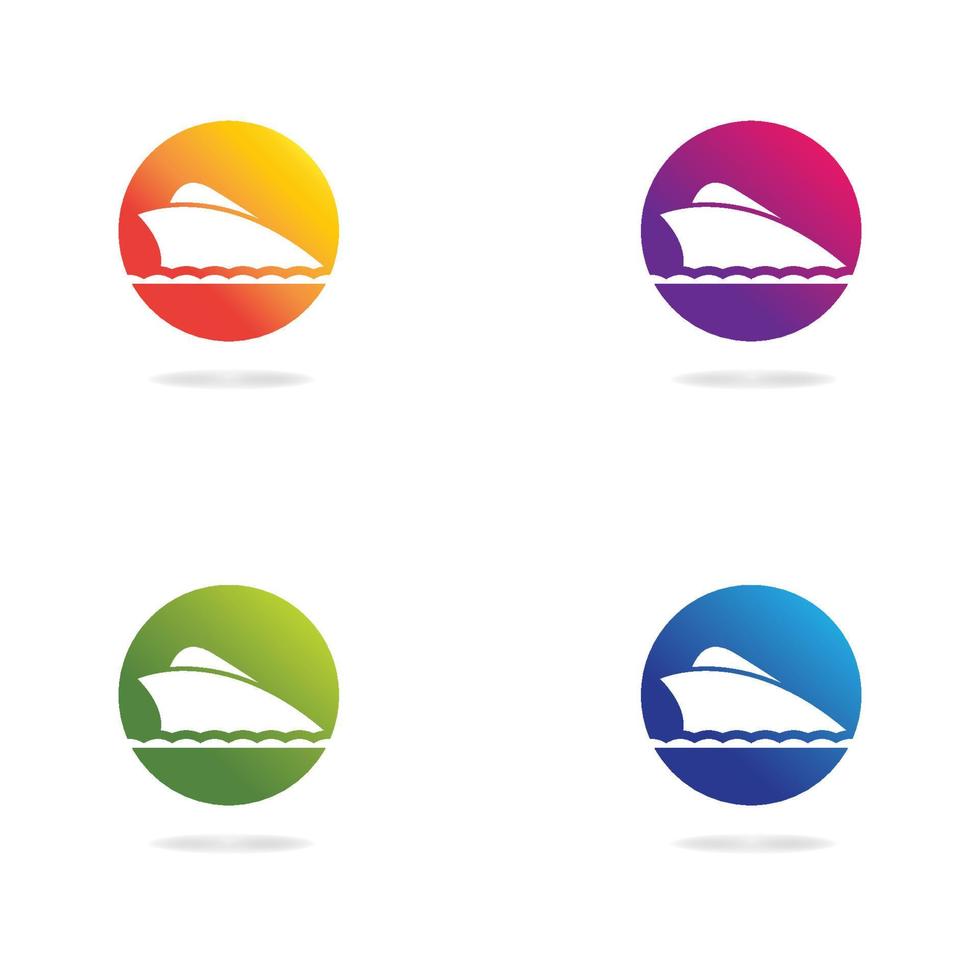 set di icone modello logo barca vettore