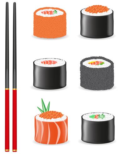 illustrazione stabilita di vettore delle icone dei sushi