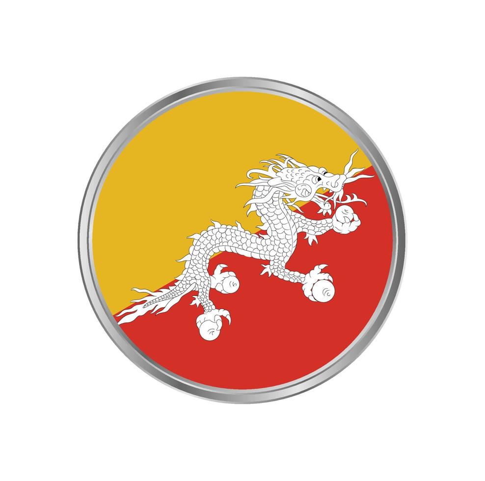 bandiera del bhutan con cornice circolare vettore