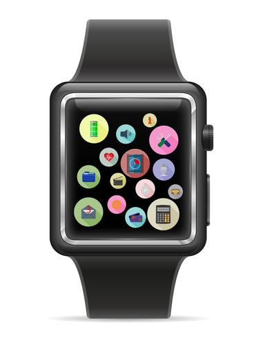 orologio digitale intelligente con illustrazione vettoriale stock touchscreen