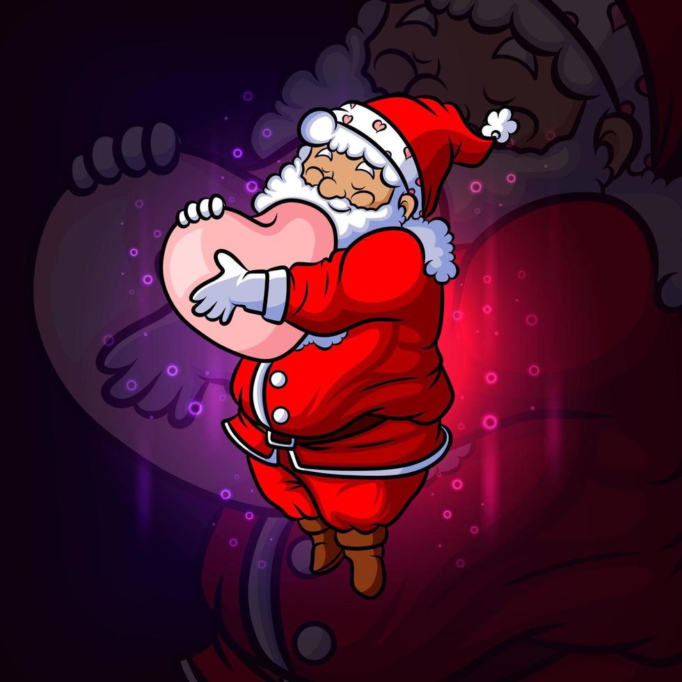 la babbo natale nel design della mascotte esport di san valentino vettore