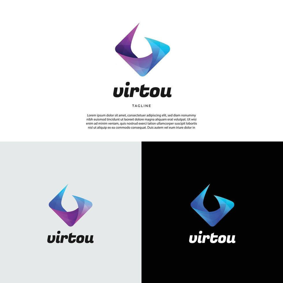 modello di progettazione del logo a forma di lettera iniziale astratta v vettore