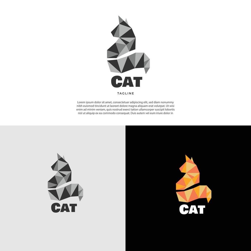 icona del simbolo del segno del modello di progettazione del logo del gatto geometrico semplice vettore