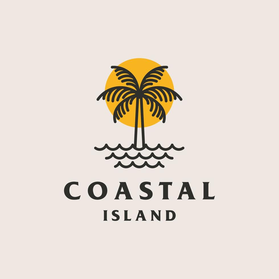 disegno del logo della spiaggia di palme vettore
