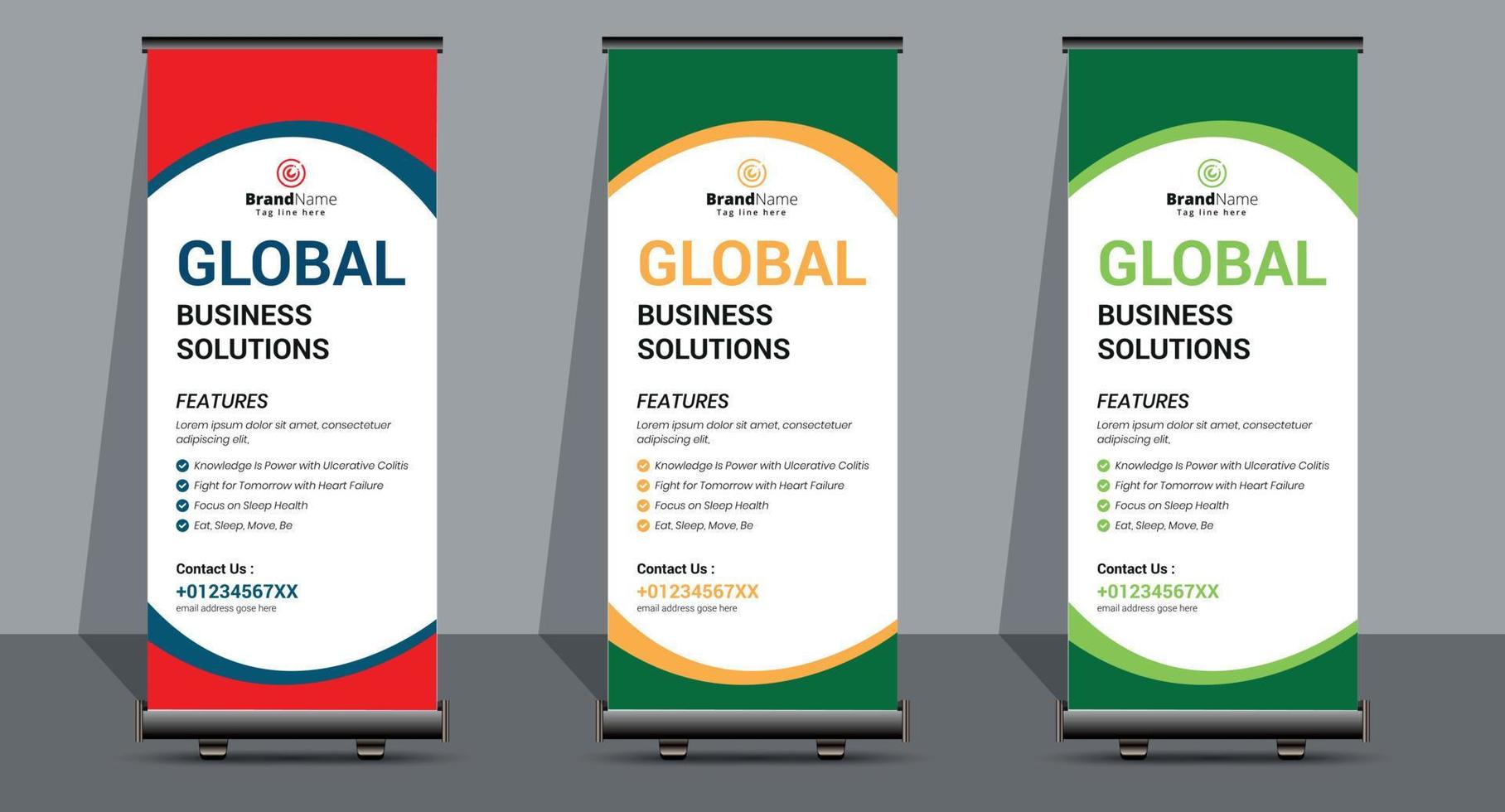 business creativo roll up design modello banner segnaletica. vettore