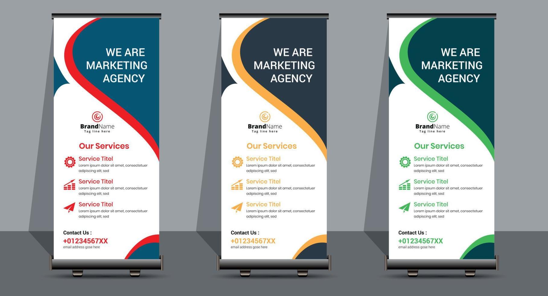 business creativo roll up design modello banner segnaletica. vettore