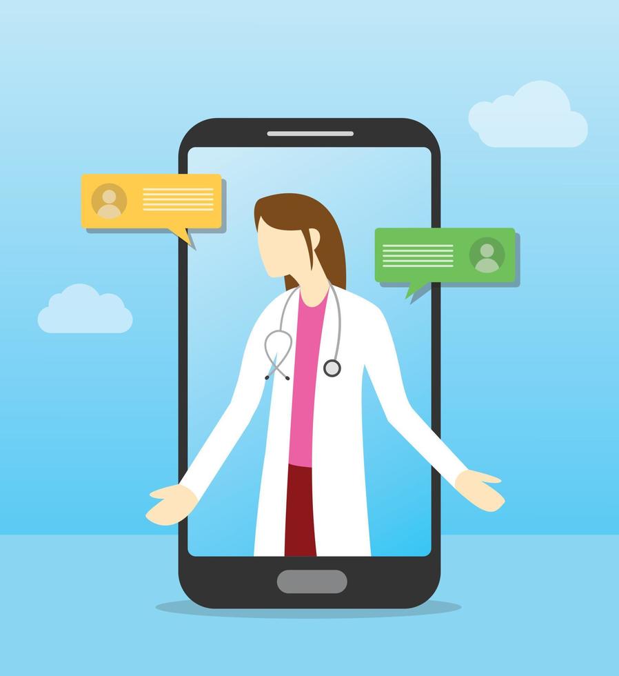 consultazione medica online con smartphone moderno stile piatto vettore