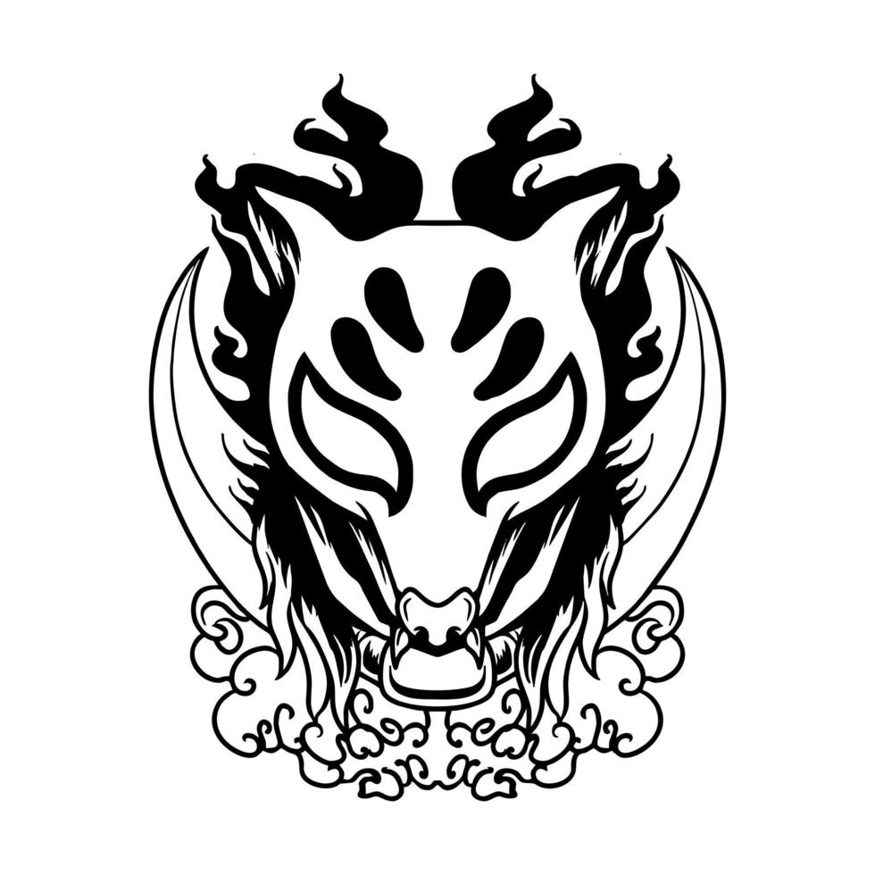 illustrazione vettoriale di maschera kitsune volpe giapponese