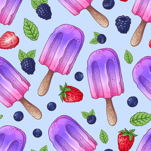 Bacche selvatiche del gelato senza cuciture del modello. Illustrazione vettoriale