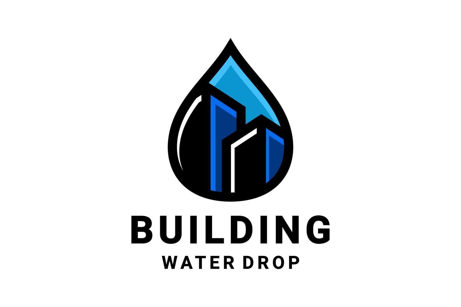 combinazione di design del logo a doppio significato di goccia d'acqua e edificio vettore