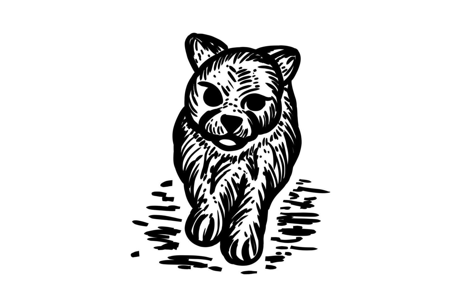 disegno vettoriale cane disegnato a mano in colore nero con sfondo bianco