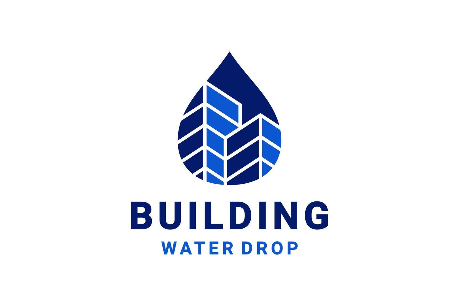 combinazione di design del logo a doppio significato di goccia d'acqua e edificio vettore