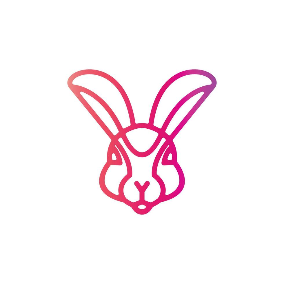 design del logo piatto minimalista a forma di linea di coniglio vettore