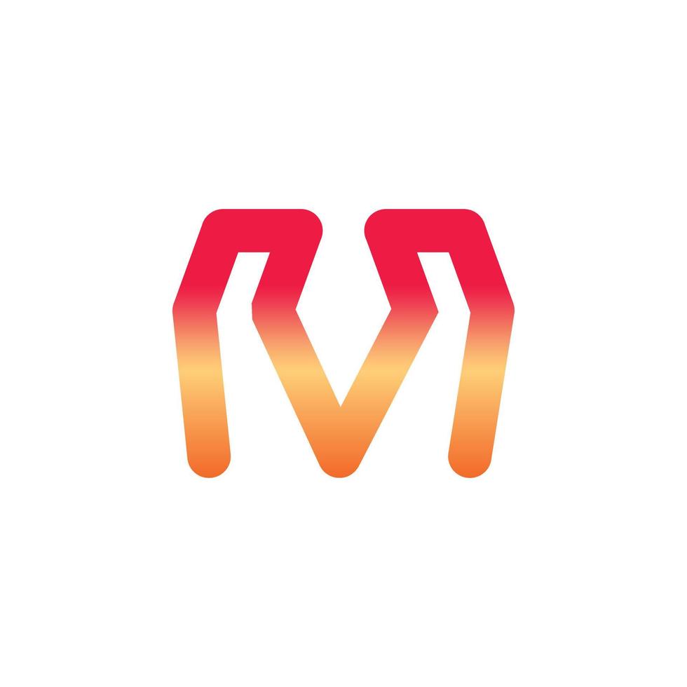lettera iniziale m con stile minimalista piatto in uno sfondo bianco, disegno del logo del modello vettoriale