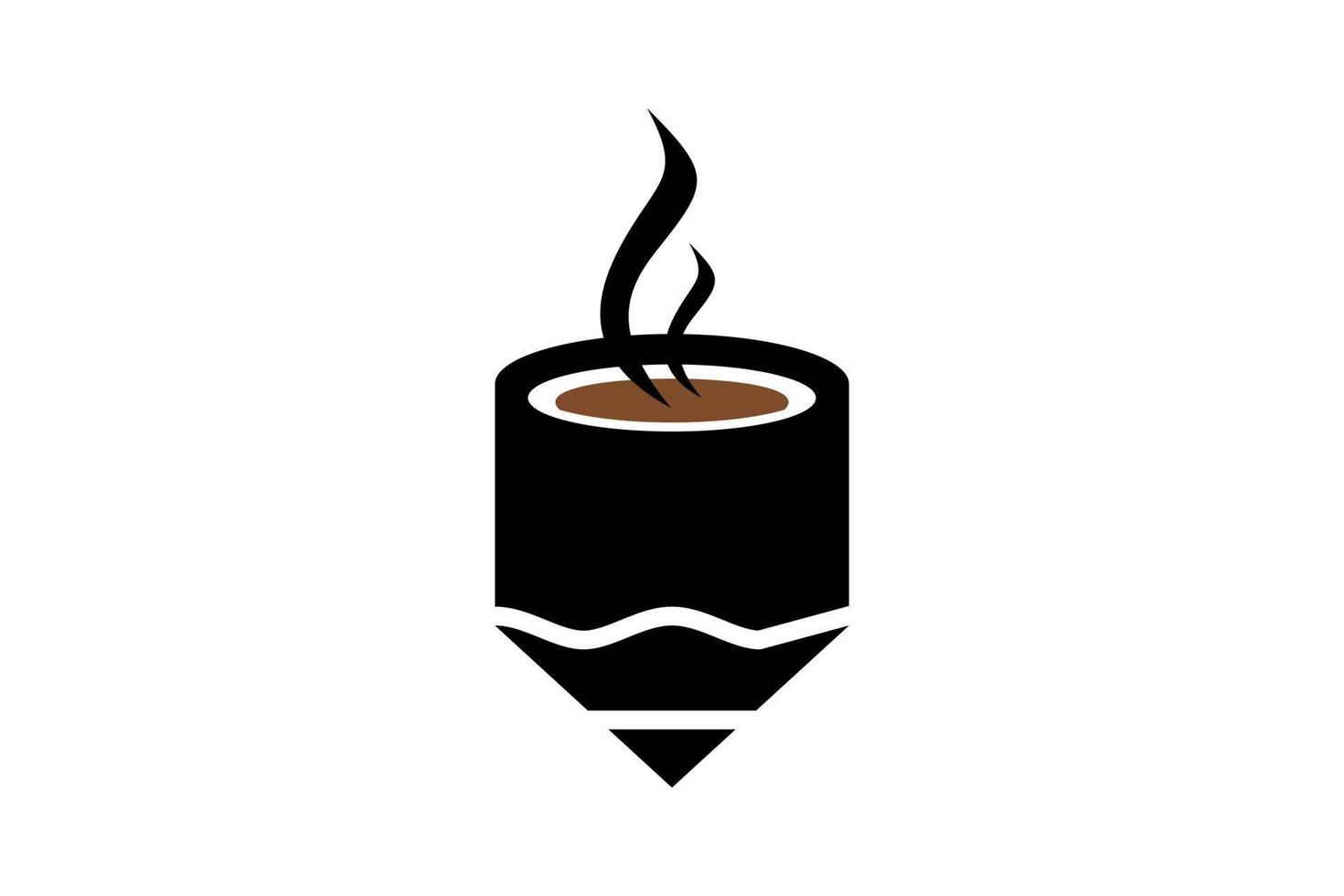 combinazione matita e caffè in vetro con stile piatto minimalista sullo sfondo bianco modello vettoriale logo design modificabile