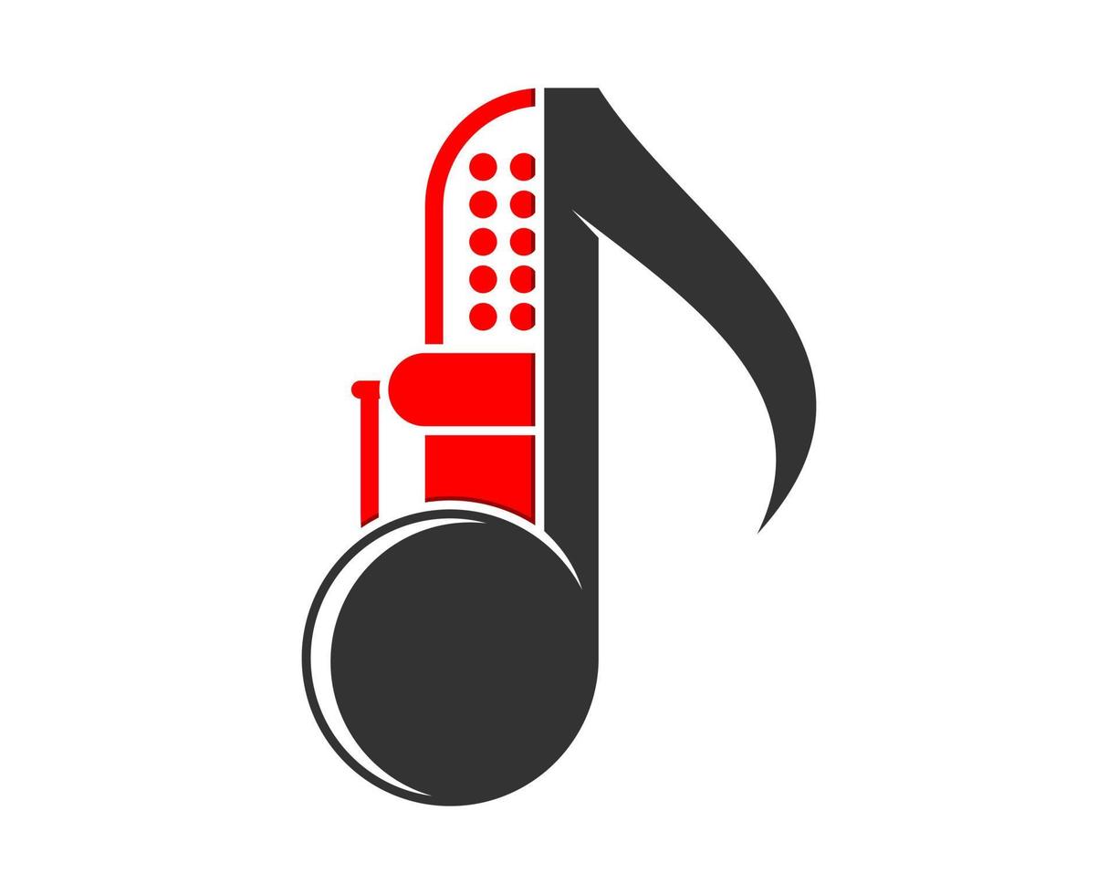 microfono con logo musicale delle note vettore