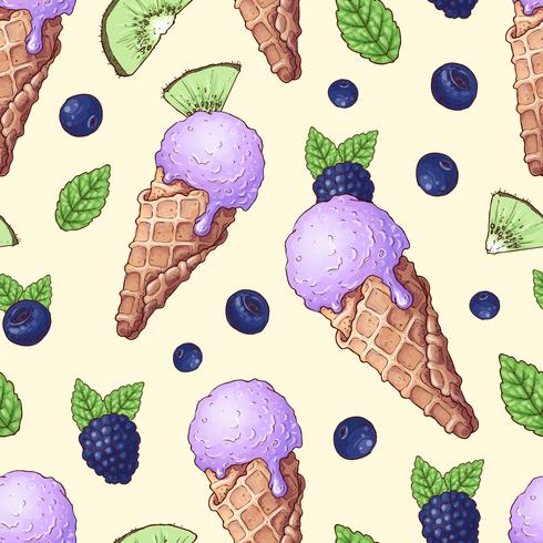 Bacche selvatiche del gelato senza cuciture del modello. Illustrazione vettoriale