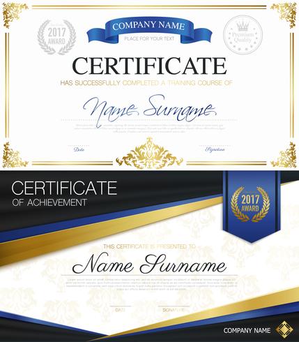 Collezione Classic Elegant Certificates vettore