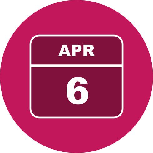 6 aprile Data su un calendario per un solo giorno vettore