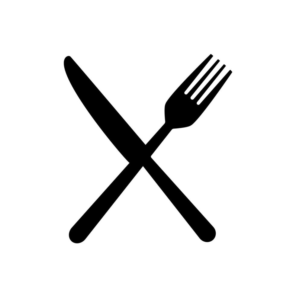 icona della sagoma di forchetta e coltello vettore