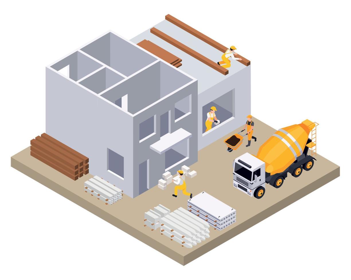 concetto di costruzione e costruzione isometrica vettore