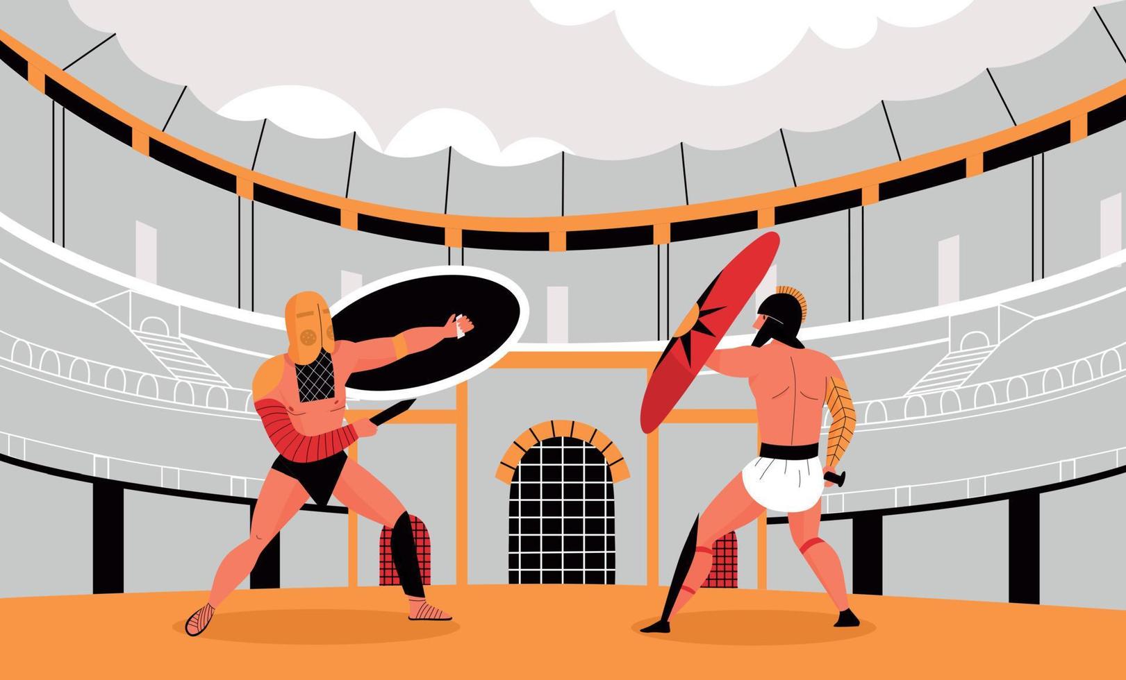 illustrazione di gladiatori romani vettore