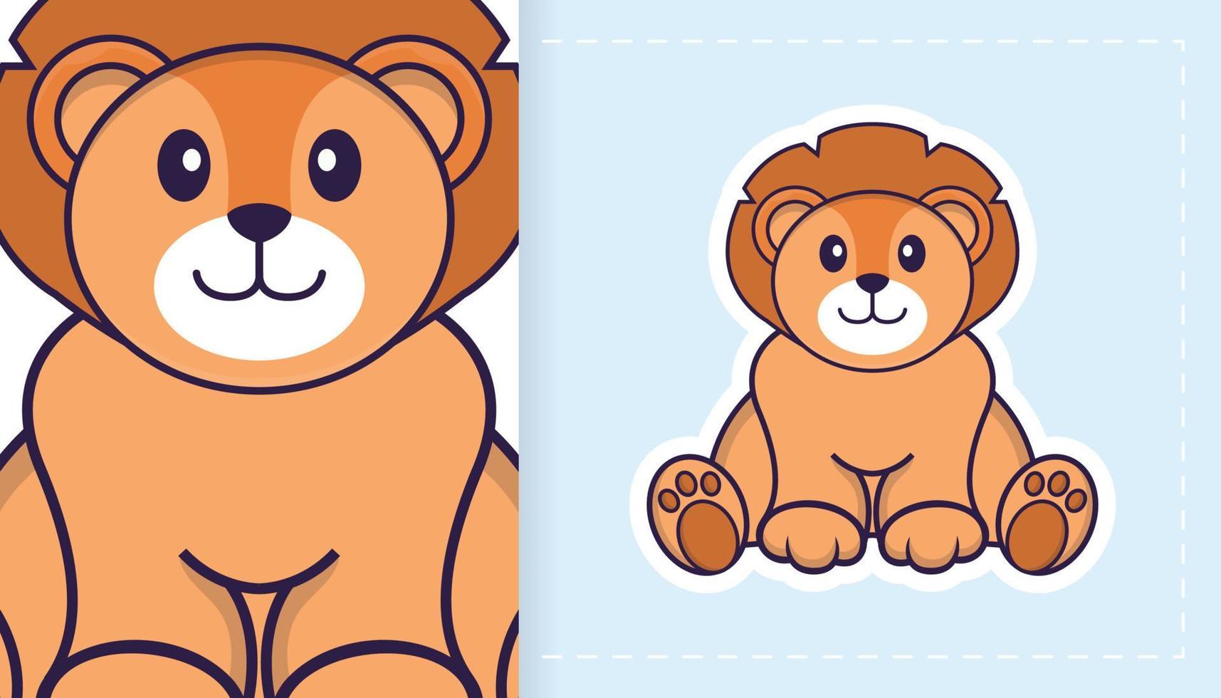 simpatico personaggio mascotte leone. può essere utilizzato per adesivi, toppe, tessuti, carta. illustrazione vettoriale