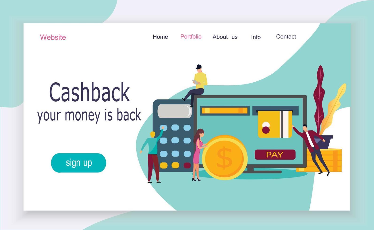 concetto di tassa di bene e servizio e cashback con elementi finanziari vettore